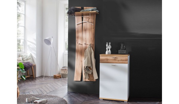 Meuble rangement et vestiaire blanc et bois
