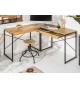 Bureau d'angle bois et métal 2 tiroirs pas cher