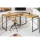 Bureau d'angle bois et métal 2 tiroirs pas cher