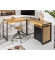 Bureau d'angle bois et métal 2 tiroirs pas cher