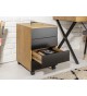 Bureau d'angle bois et métal 2 tiroirs pas cher
