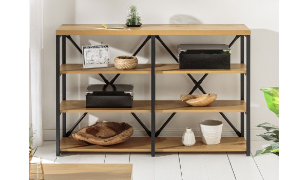 Bibliothèque étagère bois et métal look industrielle