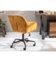 Chaise de bureau velours jaune moutarde matelassée
