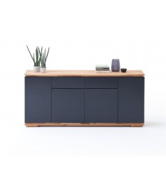 Buffet noir laqué et bois massif