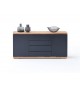 Buffet noir laqué et bois massif