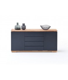 Buffet noir laqué et bois massif