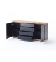 Buffet noir laqué et bois massif