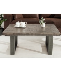 Table basse rectangulaire en bois et pied métal design