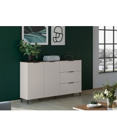 Buffet blanc-cachemire/noyer 2P 3T