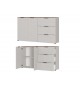 Buffet blanc-cachemire/noyer 2P 3T