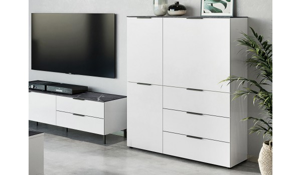Buffet haut blanc-Gris effet marbre