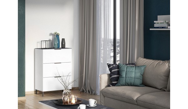 Commode 3 tiroirs blanche et grise