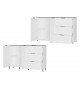 Buffet Blanc - Gris effet marbre 2P 3T