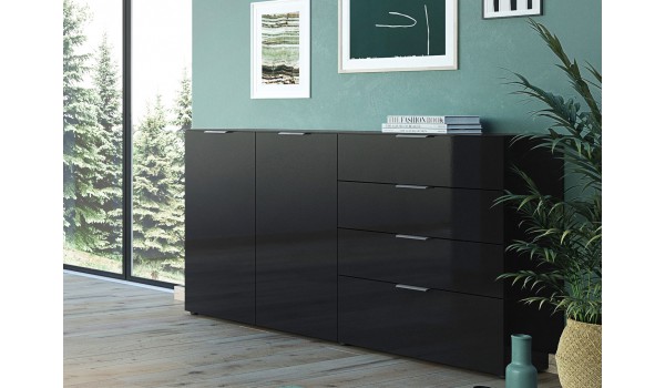 Grand buffet noir - Verre noir 2P 4T