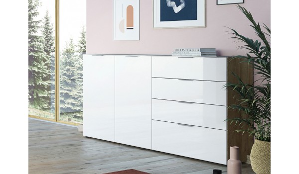 Grand buffet bois - Verre blanc 2P 4T