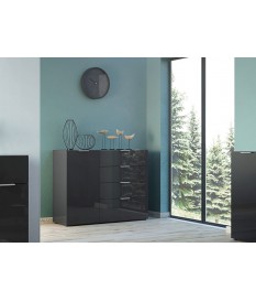 Petit buffet noir - Verre noir 1P 4T
