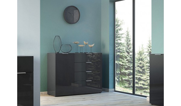 Petit buffet noir - Verre noir 1P 4T