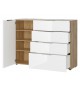 Petit buffet bois - Verre blanc 1P 4T