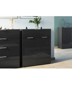 Commode noir - Verre noir 2P 1T