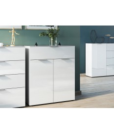 Commode blanche - Verre blanc 2P 1T