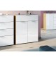 Commode bois - Verre blanc 2P 1T