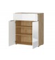Commode bois - Verre blanc 2P 1T