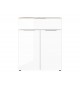 Commode bois - Verre blanc 2P 1T