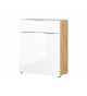 Commode bois - Verre blanc 2P 1T