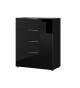 Commode à tiroirs noire - Verre noir