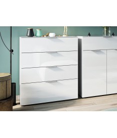 Commode à tiroir blanche - Verre blanc