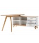 Bureau avec rangement intégré blanc et bois scandinave