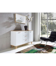Petit buffet blanc et bois scandinave