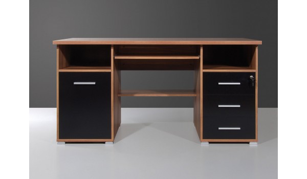 Bureau rangement intégré Noyer/Noir