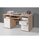 Bureau rangement intégré Chêne blanchi/Blanc