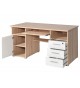 Bureau rangement intégré Chêne blanchi/Blanc