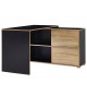 Bureau d'angle bois et anthracite avec rangement intégré