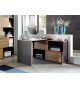 Bureau d'angle bois et anthracite avec rangement intégré