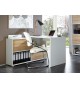 Bureau d'angle blanc et bois rangement intégré