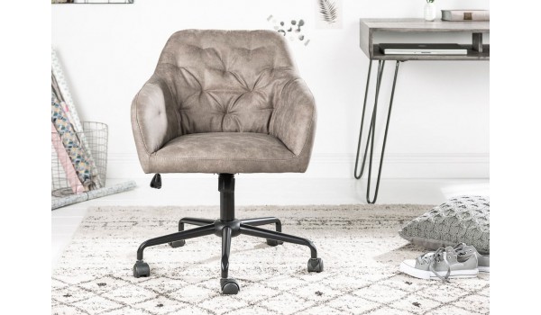 Chaise de bureau matelassée velours taupe