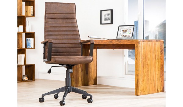 Fauteuil de bureau réglable marron avec accoudoirs