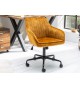 Chaise de bureau velours jaune moutarde avec accoudoirs