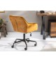 Chaise de bureau velours jaune moutarde avec accoudoirs