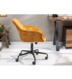 Chaise de bureau velours jaune moutarde avec accoudoirs