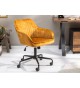 Chaise de bureau velours jaune moutarde avec accoudoirs