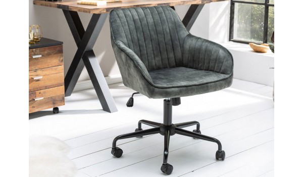 Chaise de bureau velours vert foncé avec accoudoirs