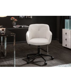 Chaise de bureau design en cuir synthétique blanc