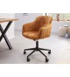 Chaise de bureau design en velours jaune or
