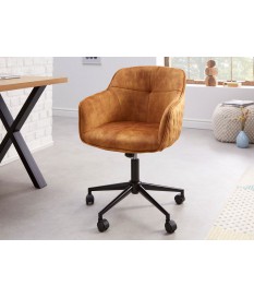 Chaise de bureau design en velours jaune or