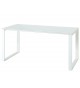 Table de travail bureau blanc verre blanc