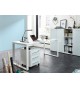 Table de travail bureau blanc verre blanc
